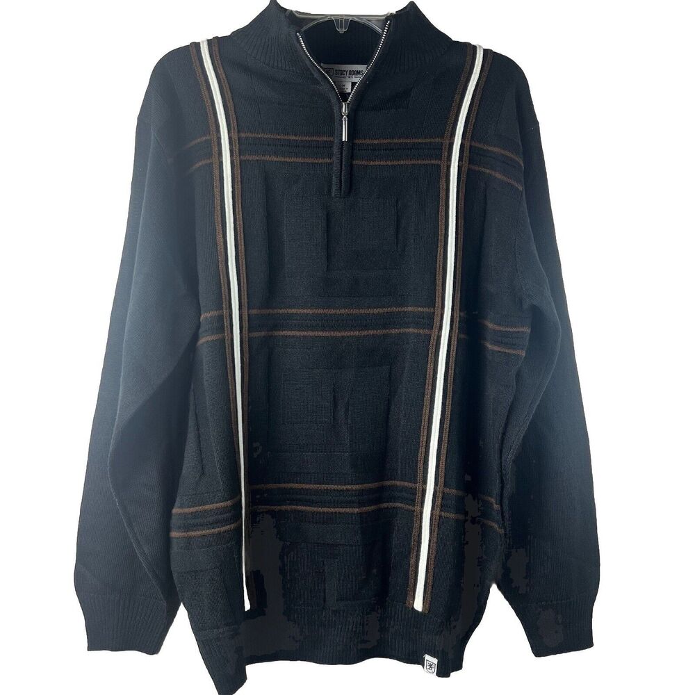 NWT Men’s Stacey Adam’s 1/4 Zip Colorblock Sweater Size Medium